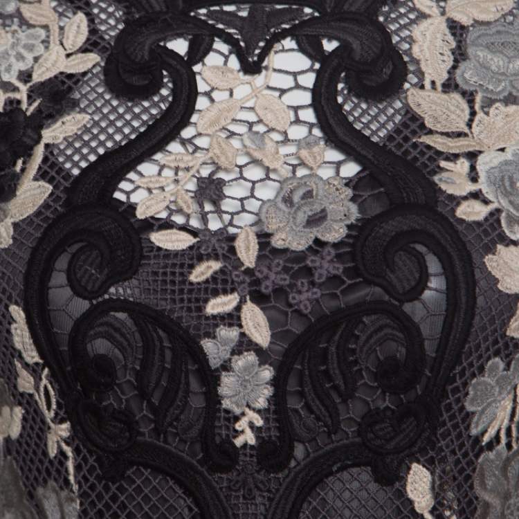 Pre Owned Dolce & Gabbana Multicolor Embroidered Lace Sheer Maxi Dress S