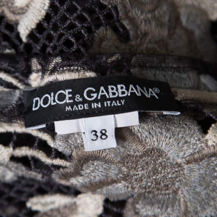 Pre Owned Dolce & Gabbana Multicolor Embroidered Lace Sheer Maxi Dress S