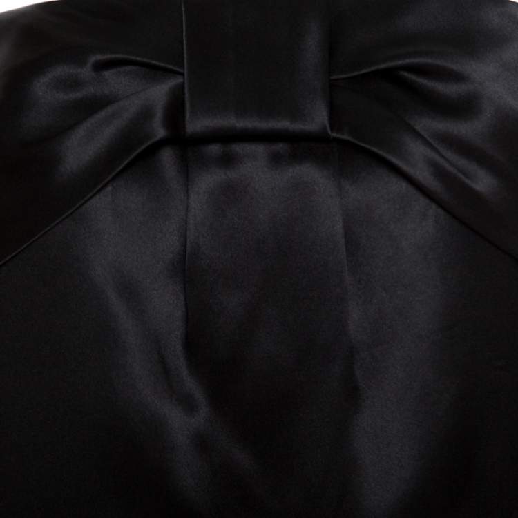 Pre Owned Dolce & Gabbana Black Bow Detail Silk Satin Skirt M