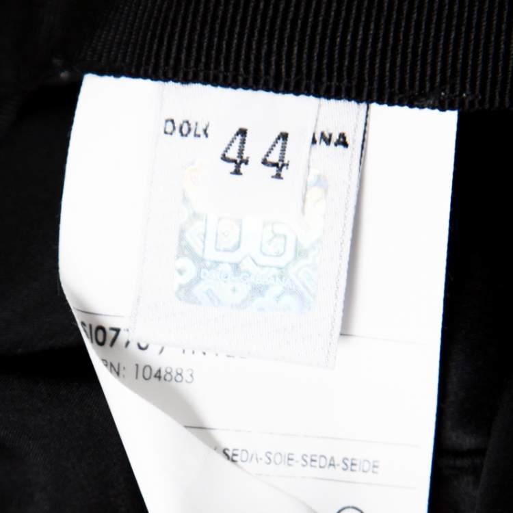 Pre Owned Dolce & Gabbana Black Bow Detail Silk Satin Skirt M