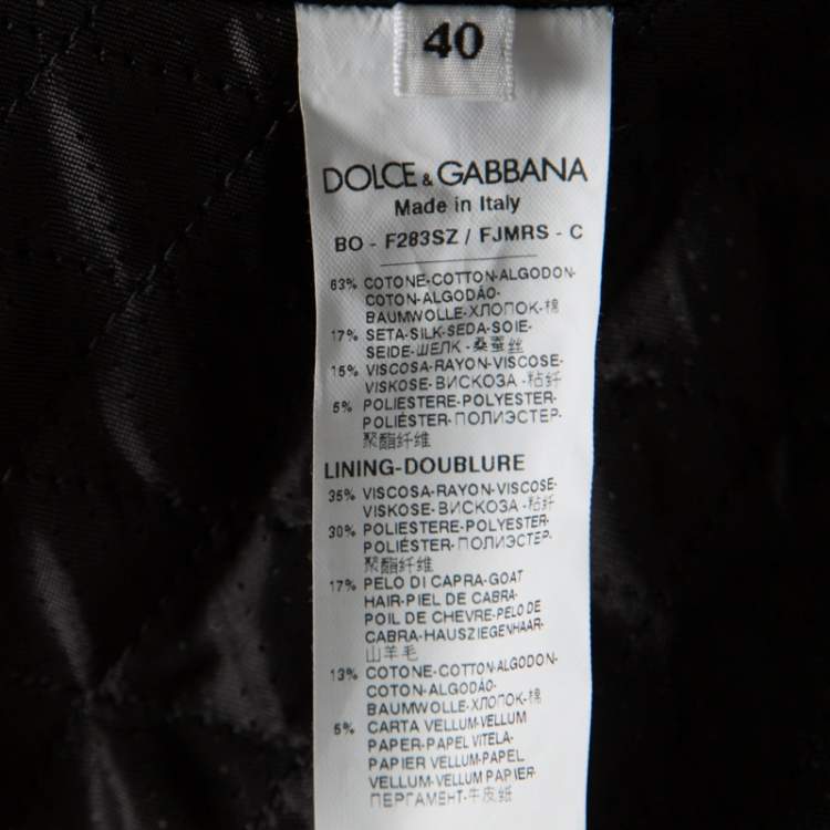 Pre Owned Dolce & Gabbana Black Jacquard Corded Applique Velvet Trim Cropped Jacket S