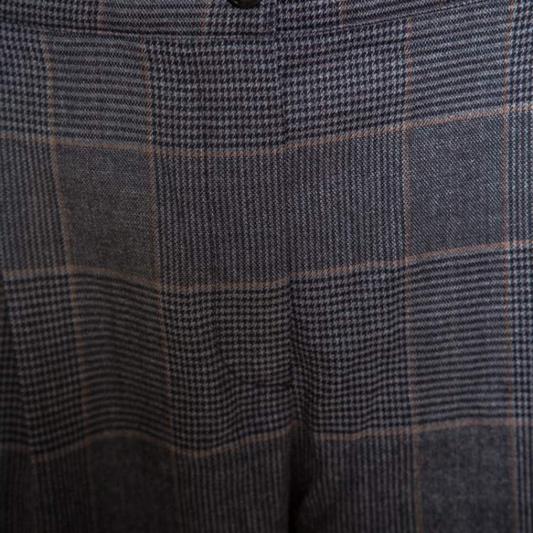 Pre Owned Dolce & Gabbana Grey Prince of Wales Checked Wool Cropped Trousers M