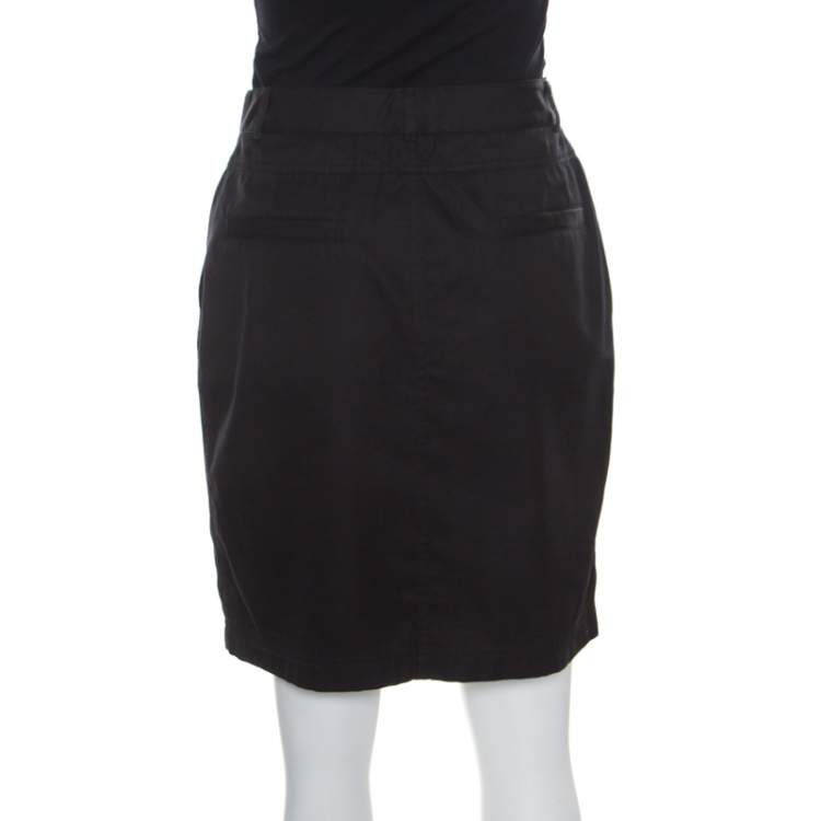 Pre Owned Dolce & Gabbana Black Cotton Pleat Front Mini Skirt S