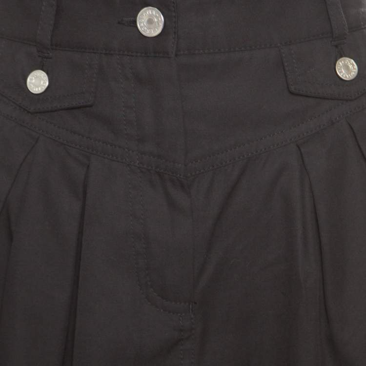 Pre Owned Dolce & Gabbana Black Cotton Pleat Front Mini Skirt S