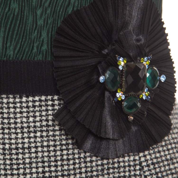 Pre Owned Dolce & Gabbana Multicolor Wool Blend Embellished Pencil Dress XS