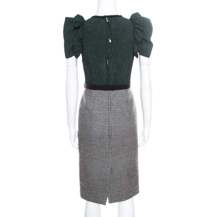 Pre Owned Dolce & Gabbana Multicolor Wool Blend Embellished Pencil Dress XS