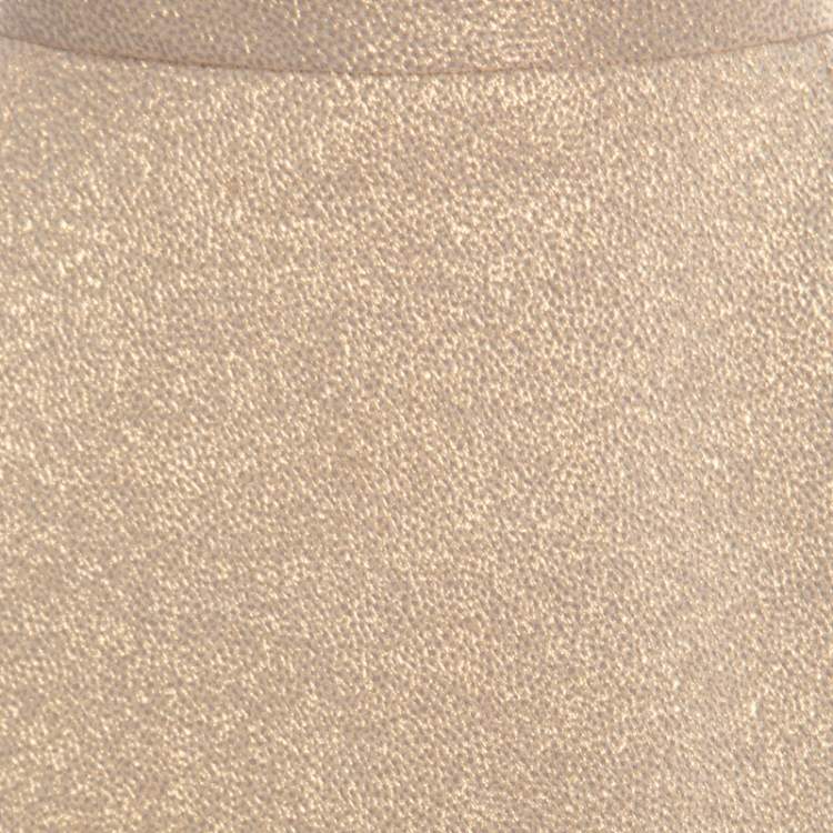 Pre Owned Dolce & Gabbana Matte Gold Cloque Knit Pencil Skirt M