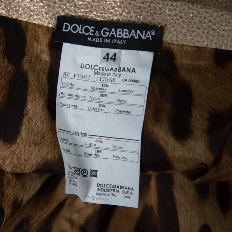 Pre Owned Dolce & Gabbana Matte Gold Cloque Knit Pencil Skirt M