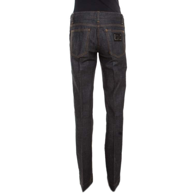 Pre Owned Dolce & Gabbana Black Contrast Topstitch Detail Denim Jeans M