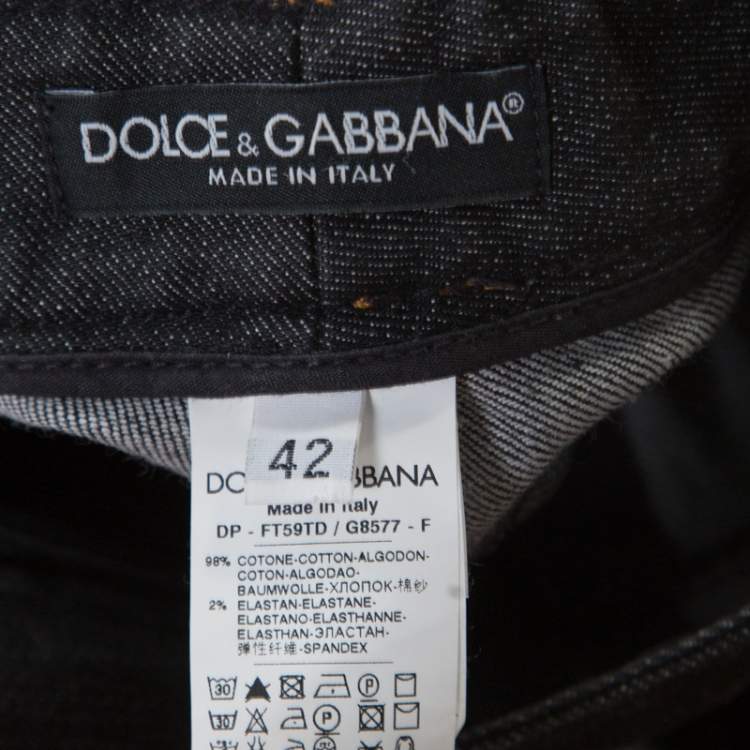 Pre Owned Dolce & Gabbana Black Contrast Topstitch Detail Denim Jeans M