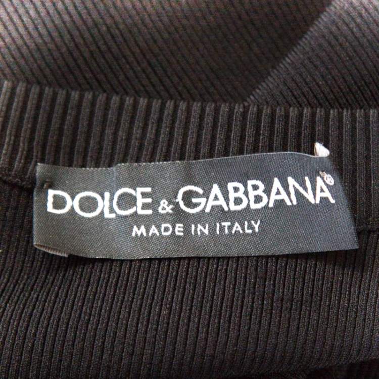 Pre Owned Dolce & Gabbana Black Ribbed Sleeveless Top L
