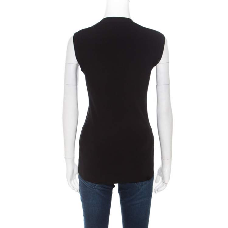 Pre Owned Dolce & Gabbana Black Ribbed Sleeveless Top L
