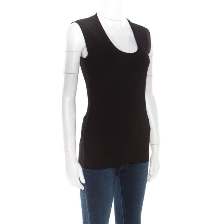 Pre Owned Dolce & Gabbana Black Ribbed Sleeveless Top L