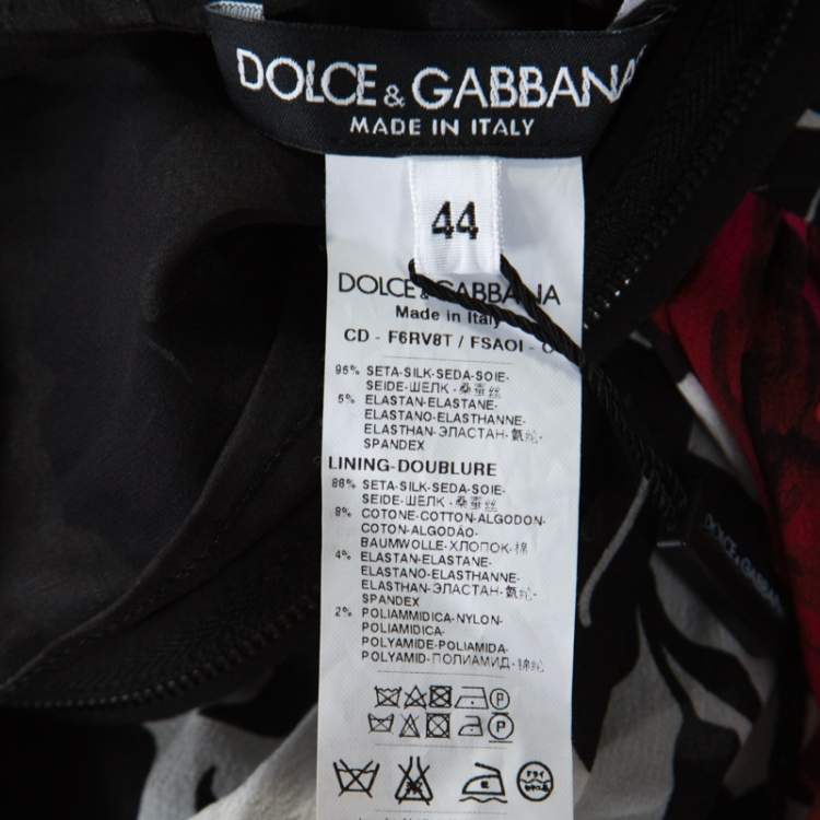 Pre Owned Dolce & Gabbana Multicolor Rose Printed Silk Long Sleeve Dress M