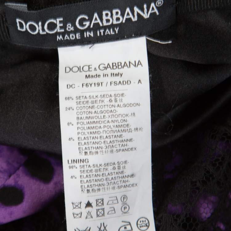 مملوكة مسبقًا Dolce & Gabbana Purple Leopard Printed Silk Lace Trim Ruched Maxi Dress M