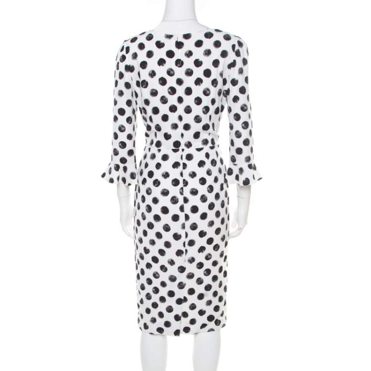 Pre Owned Dolce & Gabbana Monochrome Sphere Printed Midi Dress M