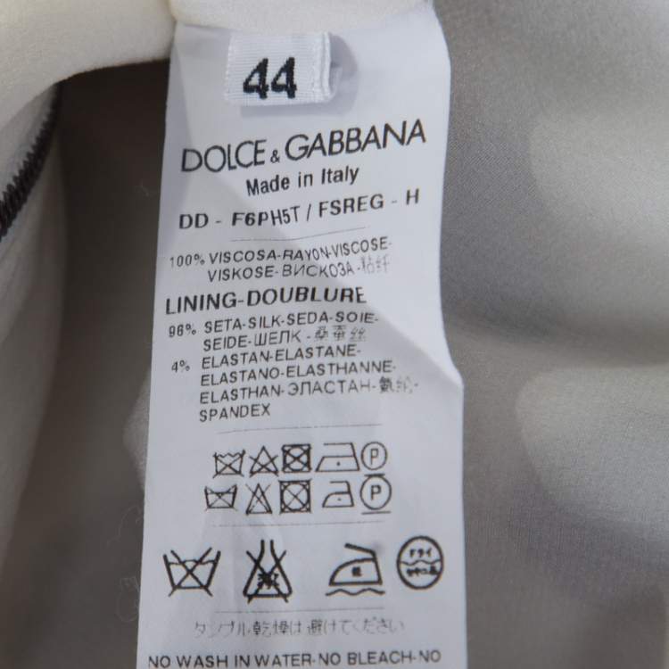 Pre Owned Dolce & Gabbana Monochrome Sphere Printed Midi Dress M
