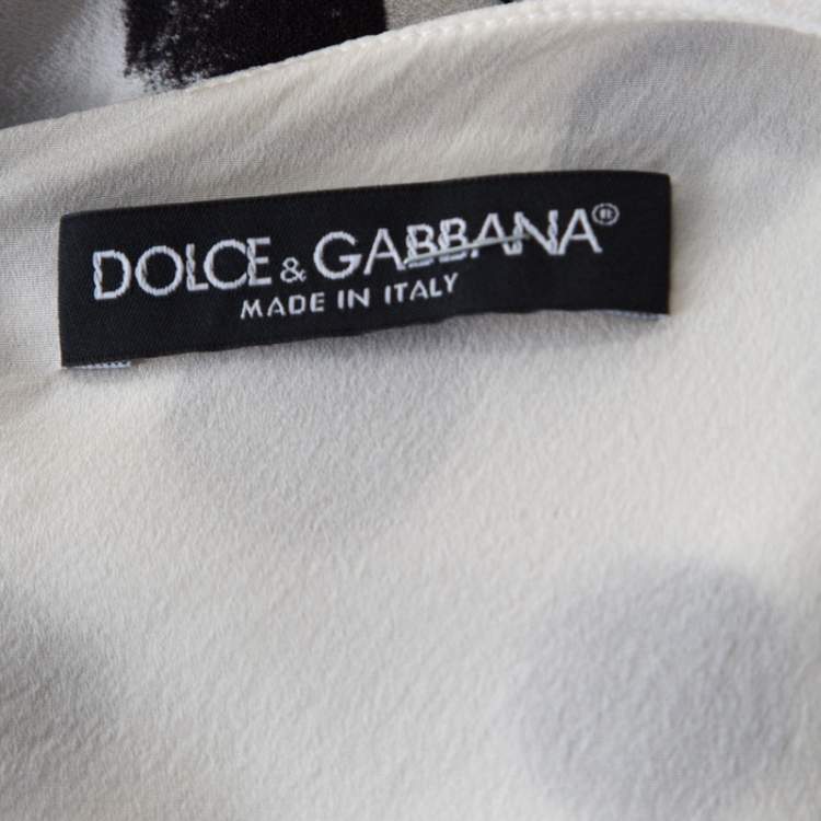 Pre Owned Dolce & Gabbana Monochrome Sphere Printed Midi Dress M
