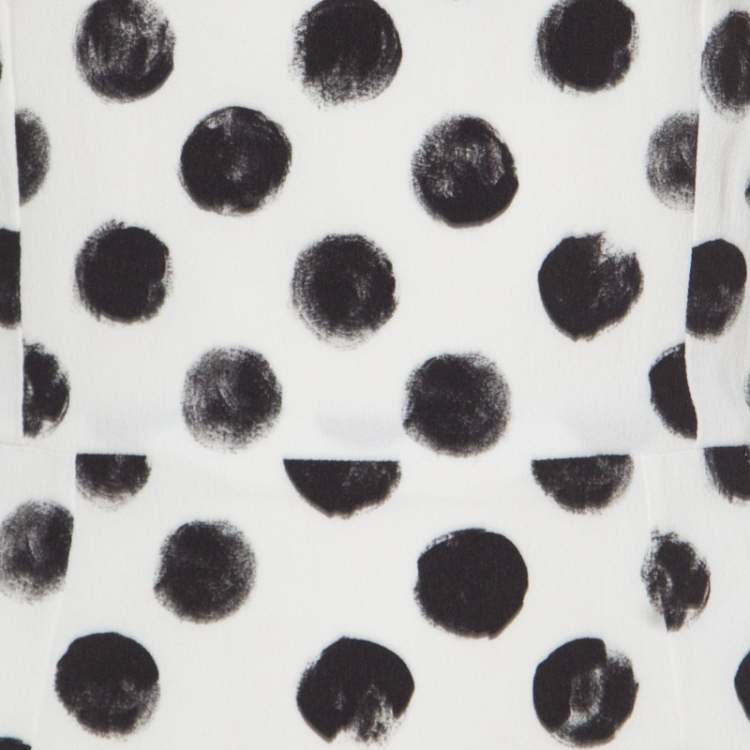 Pre Owned Dolce & Gabbana Monochrome Sphere Printed Midi Dress M