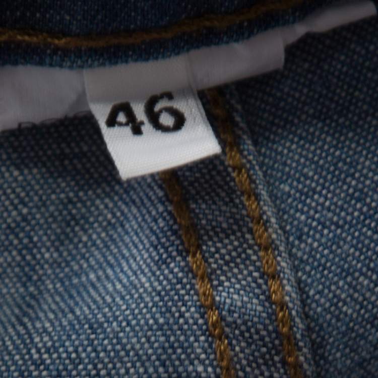 Pre Owned Dolce & Gabbana Indigo Faded Effect Distressed  Denim Straight Fit Cute Jeans L