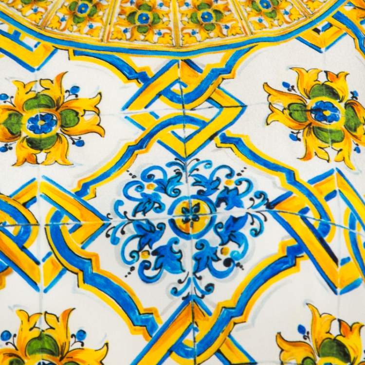 Pre Owned Dolce & Gabbana Majolica Printed Silk Top and Shorts Set S