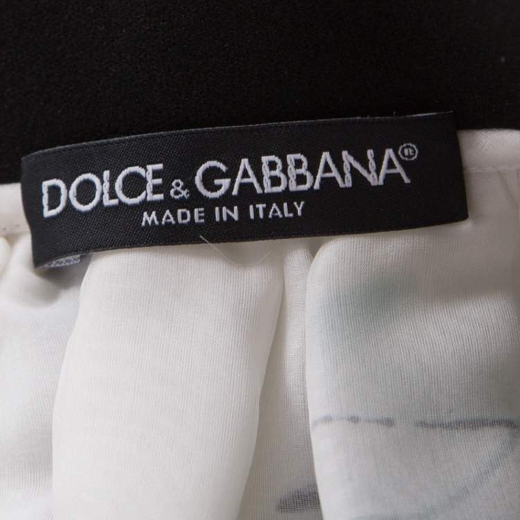 Pre Owned Dolce & Gabbana White Brushstroke Printed Organza Midi Skirt M