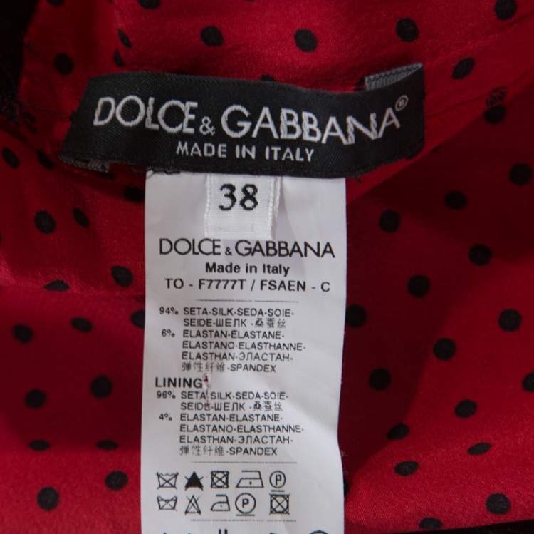 Pre Owned Dolce & Gabbana Red Polka Dotted Silk Sleeveless Top S