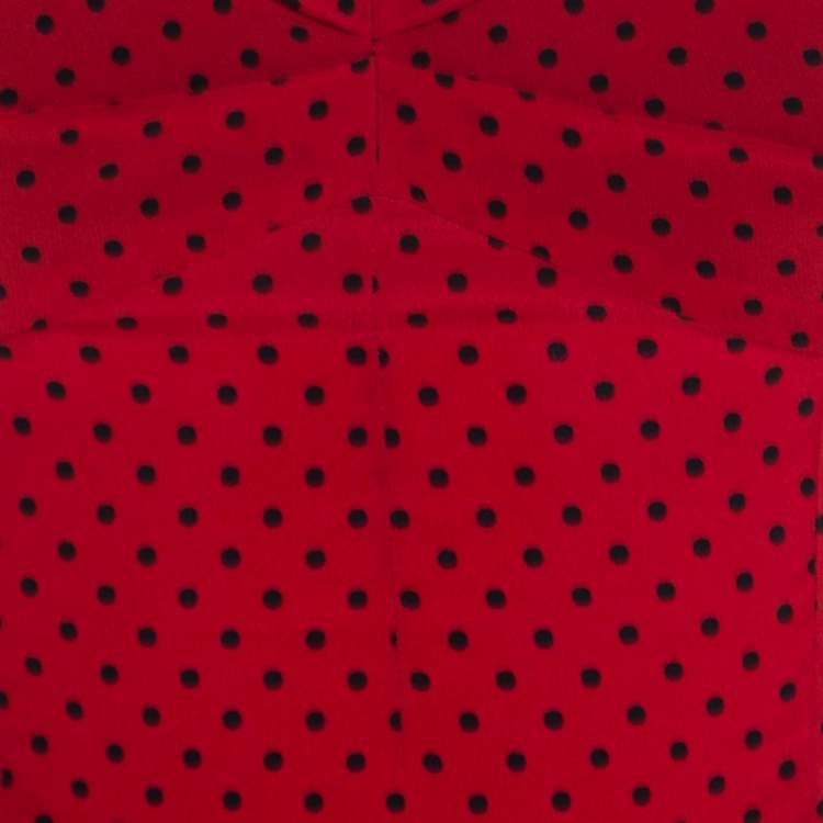 Pre Owned Dolce & Gabbana Red Polka Dotted Silk Sleeveless Top S