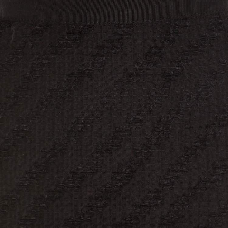 Pre Owned Dolce & Gabbana Black Textured Jacquard Leopard Print Lined Skirt M