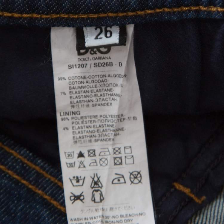 Pre Owned Dolce & Gabbana Indigo Washed Denim Distressed Frayed Edge Mini skirt S