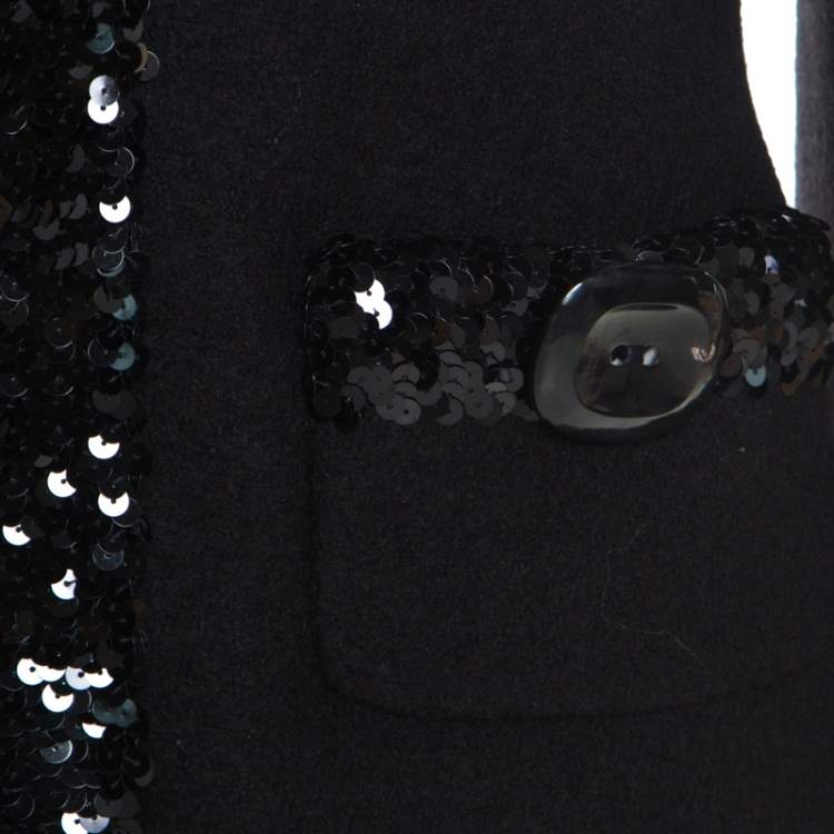 Pre Owned Dolce & Gabbana Black Wool Sequined Edge Blazer M