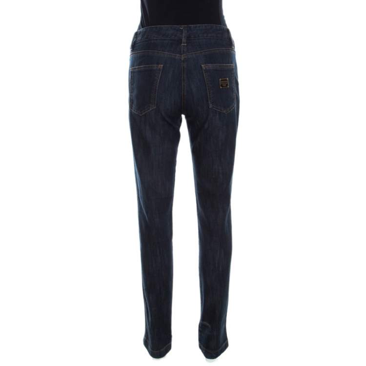 Pre Owned Dolce & Gabbana Indigo Dark Wash Straight Fit Jeans M