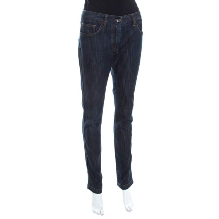 Pre Owned Dolce & Gabbana Indigo Dark Wash Straight Fit Jeans M