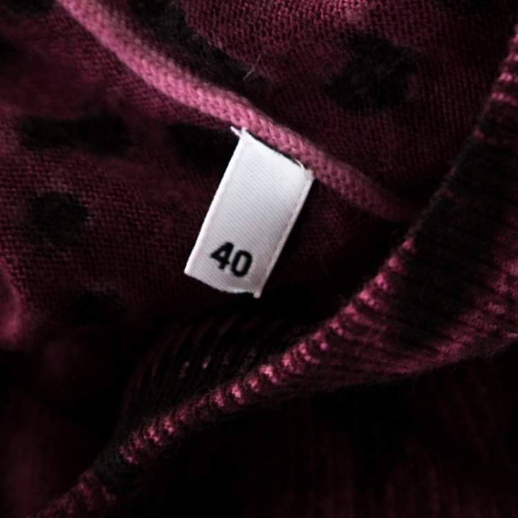 مملوكة مسبقًا Dolce & Gabbana Mulberry Purple Leopard Print Wool Sweater Top S
