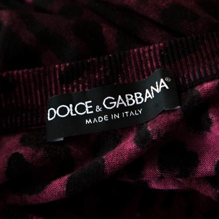 مملوكة مسبقًا Dolce & Gabbana Mulberry Purple Leopard Print Wool Sweater Top S