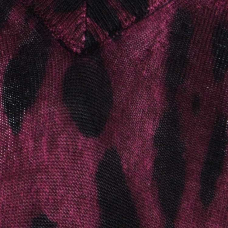 مملوكة مسبقًا Dolce & Gabbana Mulberry Purple Leopard Print Wool Sweater Top S