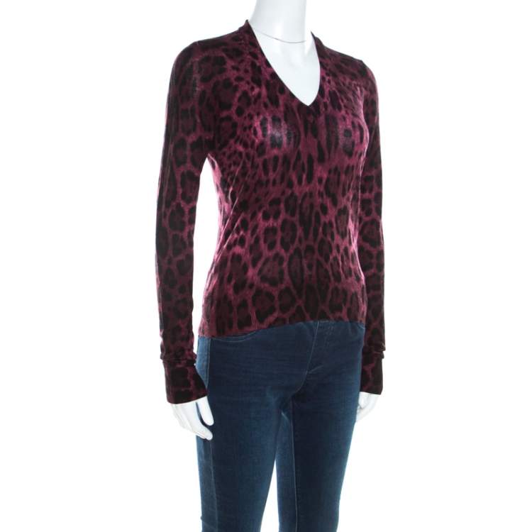 purple leopard print sweater