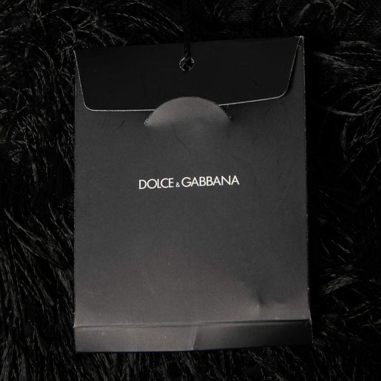 Pre Owned Dolce & Gabbana Black Textured Fringed Mini Skirt S