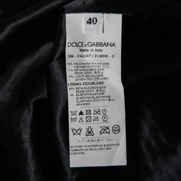 Pre Owned Dolce & Gabbana Black Textured Fringed Mini Skirt S