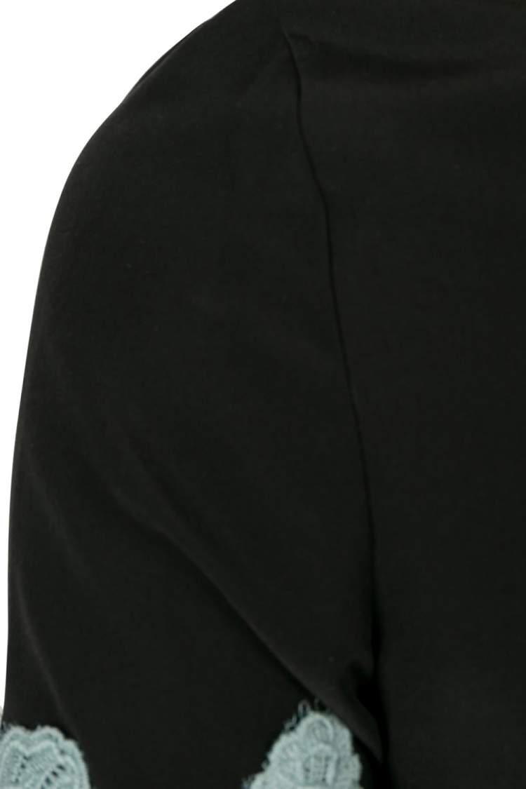 Pre Owned Dolce & Gabbana Black Silk Lace Applique Detail Short Sleeve Blouse S