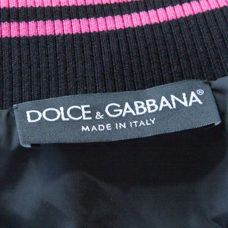 Pre Owned Dolce & Gabbana Pink Crepe Floral Print Oversized Bomber Jacket S