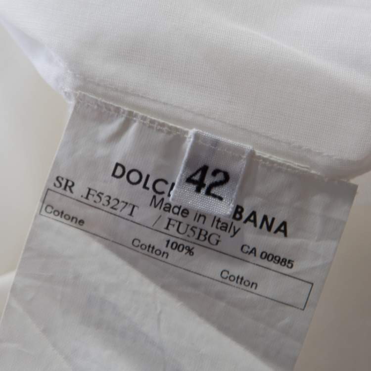 Pre Owned Dolce & Gabbana White Cotton Voile Metal Button Front Shirt M