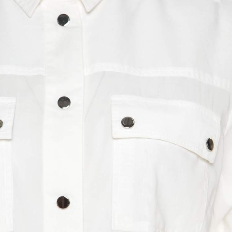 Pre Owned Dolce & Gabbana White Cotton Voile Metal Button Front Shirt M