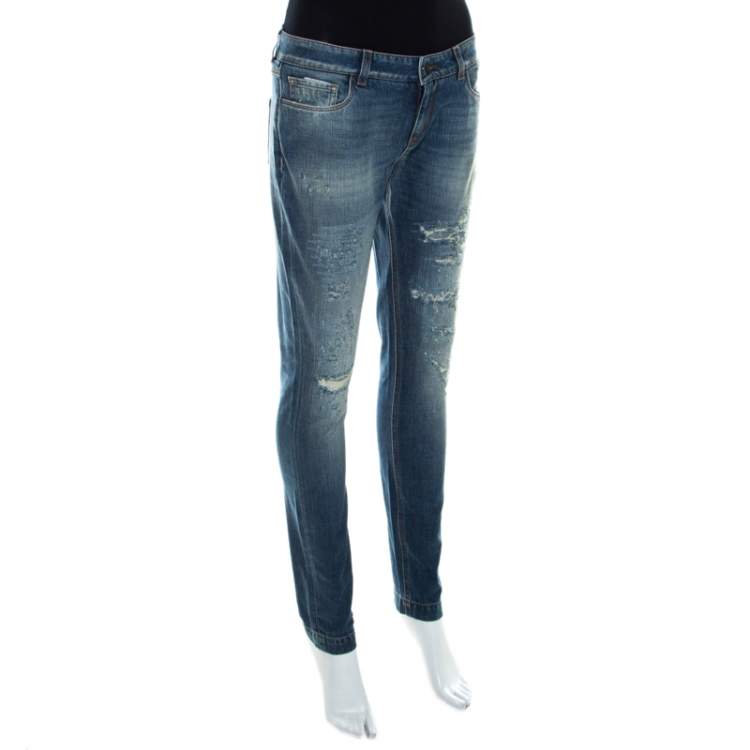 Pre Owned Dolce & Gabbana  Dark Blue Denim Fitted Jeans S