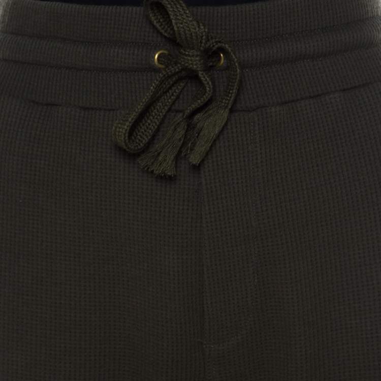 Pre Owned Dolce & Gabbana Military Green Waffle Knit Jogger Pants L 