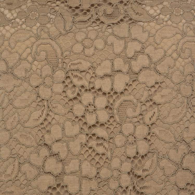 Pre Owned Dolce & Gabbana Beige Cotton Floral Lace Overlay Sleeveless Shift Dress S