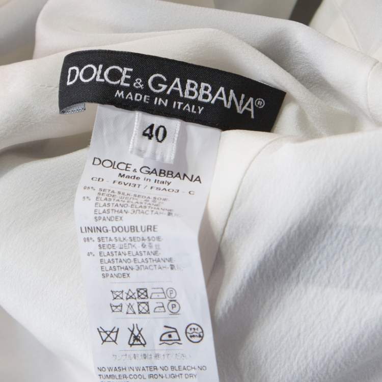 Pre Owned Dolce & Gabbana Multicolor Striped Silk Pleat-Detail Midi Sheath Dress S