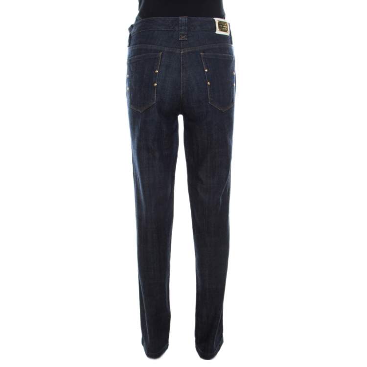 Pre Owned Dolce & Gabbana Indigo Dark Wash Denim Tapered Jeans L