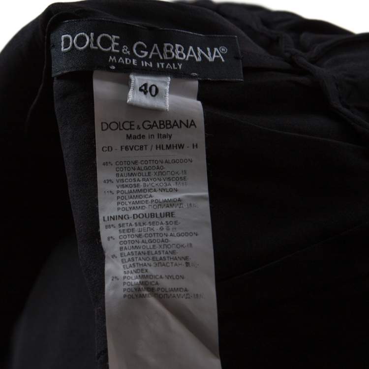 Pre Owned Dolce & Gabbana Black Lace Detail Full Sleeve Midi Dress S