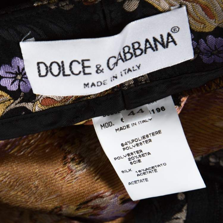 Pre Owned Dolce & Gabbana Black Floral Jacquard Sateen Straight Fit Trousers M 